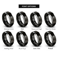 font options for inside engraving on black & grey rescue compass rings