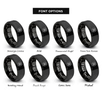 font options for inside engraving on black rescue compass rings