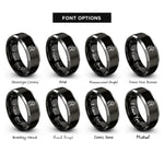 font options for inside engraving on black & silver rescue diver rings