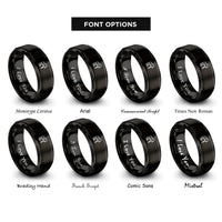 font options for inside engraving on black rescue diver rings