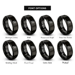 font options for inside engraving on black rescue diver rings