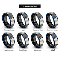 font options for inside engraving on black & blue & grey rescue hook rings