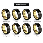 font options for inside engraving on black & gold rescue shield paw rings