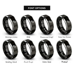 font options for inside engraving on black & grey rescue stretcher rings