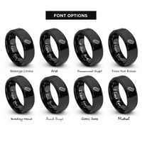 font options for inside engraving on black rescue stretcher rings