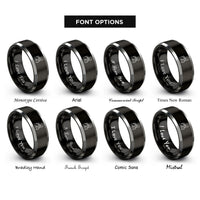 font options for inside engraving on black & grey rescue swimmer rings