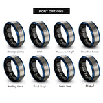 font options for inside engraving on black & blue & gray rescue swimmer silhouette rings