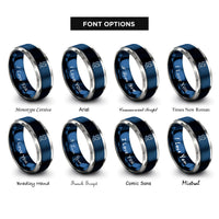 font options for inside engraving on blue & gray rescue swimmer silhouette rings