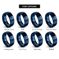 font options for inside engraving on blue resistance band handles rings