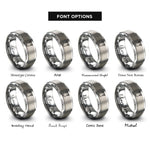 font options for inside engraving on gray resistance band handles rings