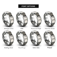 font options for inside engraving on silver resistance band handles rings