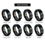 font options for inside engraving on gunmetal & blue resistance band handles rings