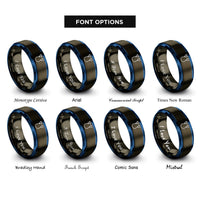 font options for inside engraving on gunmetal & blue resistance band handles rings