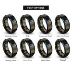 font options for inside engraving on gunmetal & blue resistance band handles rings
