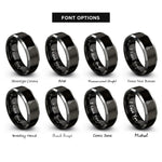 font options for inside engraving on black & silver resonator guitar rings
