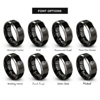 font options for inside engraving on black & gray respirator rings