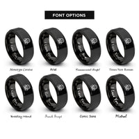font options for inside engraving on black respirator rings
