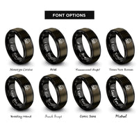 font options for inside engraving on gunmetal & black respirator rings
