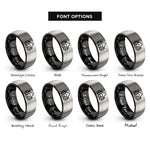 font options for inside engraving on black & silver respirator mask rings