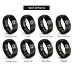font options for inside engraving on black respirator mask rings