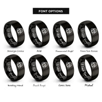font options for inside engraving on black respirator mask rings