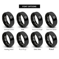 font options for inside engraving on black respirator mask rings