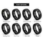 font options for inside engraving on black respirator mask rings