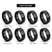 font options for inside engraving on black respirator mask rings