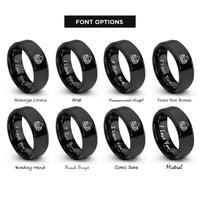 font options for inside engraving on black respirator mask rings