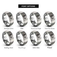 font options for inside engraving on gray respirator mask rings