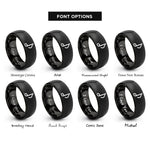 font options for inside engraving on black rest mark rings