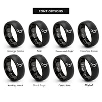 font options for inside engraving on black rest mark rings