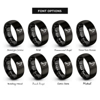 font options for inside engraving on black rest mark rings