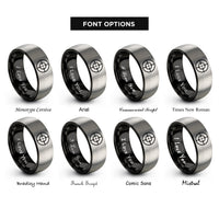 font options for inside engraving on black & gray reticle cross rings