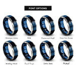 font options for inside engraving on blue & silver reticle cross rings