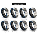 font options for inside engraving on black & blue & gray reticle crosshair rings