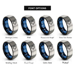 font options for inside engraving on black & blue & silver reticle dot rings