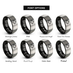 font options for inside engraving on black & grey reticle dot rings