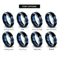font options for inside engraving on blue & gray reticle dot rings