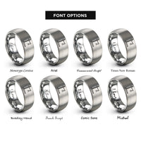 font options for inside engraving on grey retort stand rings