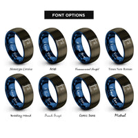 font options for inside engraving on gunmetal & blue retort stand rings