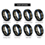font options for inside engraving on gunmetal & blue retort stand rings