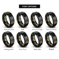 font options for inside engraving on gunmetal & blue retort stand rings