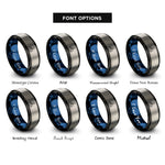 font options for inside engraving on black & blue & grey retro joystick rings