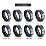 font options for inside engraving on black & blue & grey retro joystick rings