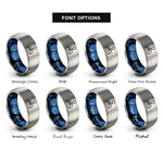 font options for inside engraving on blue & silver retro joystick rings