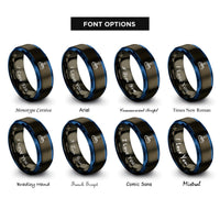 font options for inside engraving on gunmetal & blue retro joystick rings