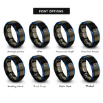 font options for inside engraving on gunmetal & blue retro pocket console rings