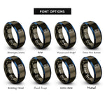 font options for inside engraving on gunmetal & blue retro pocket console rings