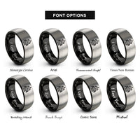 font options for inside engraving on black & silver retro robot antenna rings